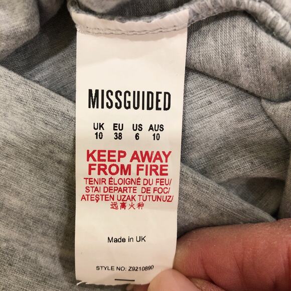 Missguided Gray Mock Turtleneck Curve Hem Long Sleeve Knit Dress - Picture 7 of 8